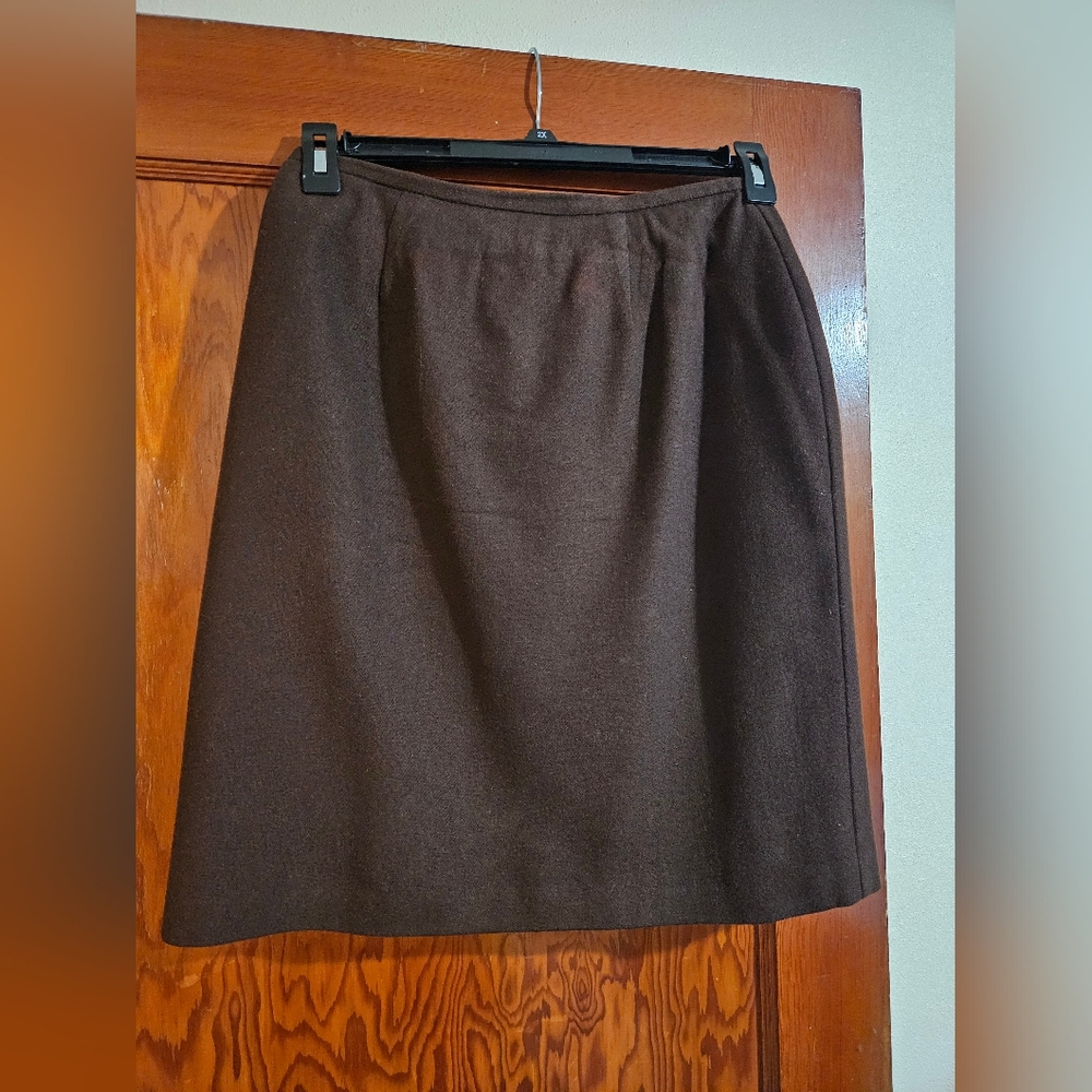 Vintage Norton McNaughton Dark Brown Chocolate Wool Pencil Skirt Size 8
